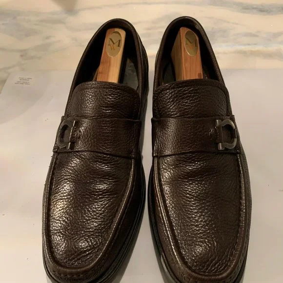 Salvatora Ferragamo Brown Italian Leather Loafers 11.5 Loafer with Gancini buckle - Men | Ferragamo main image 3